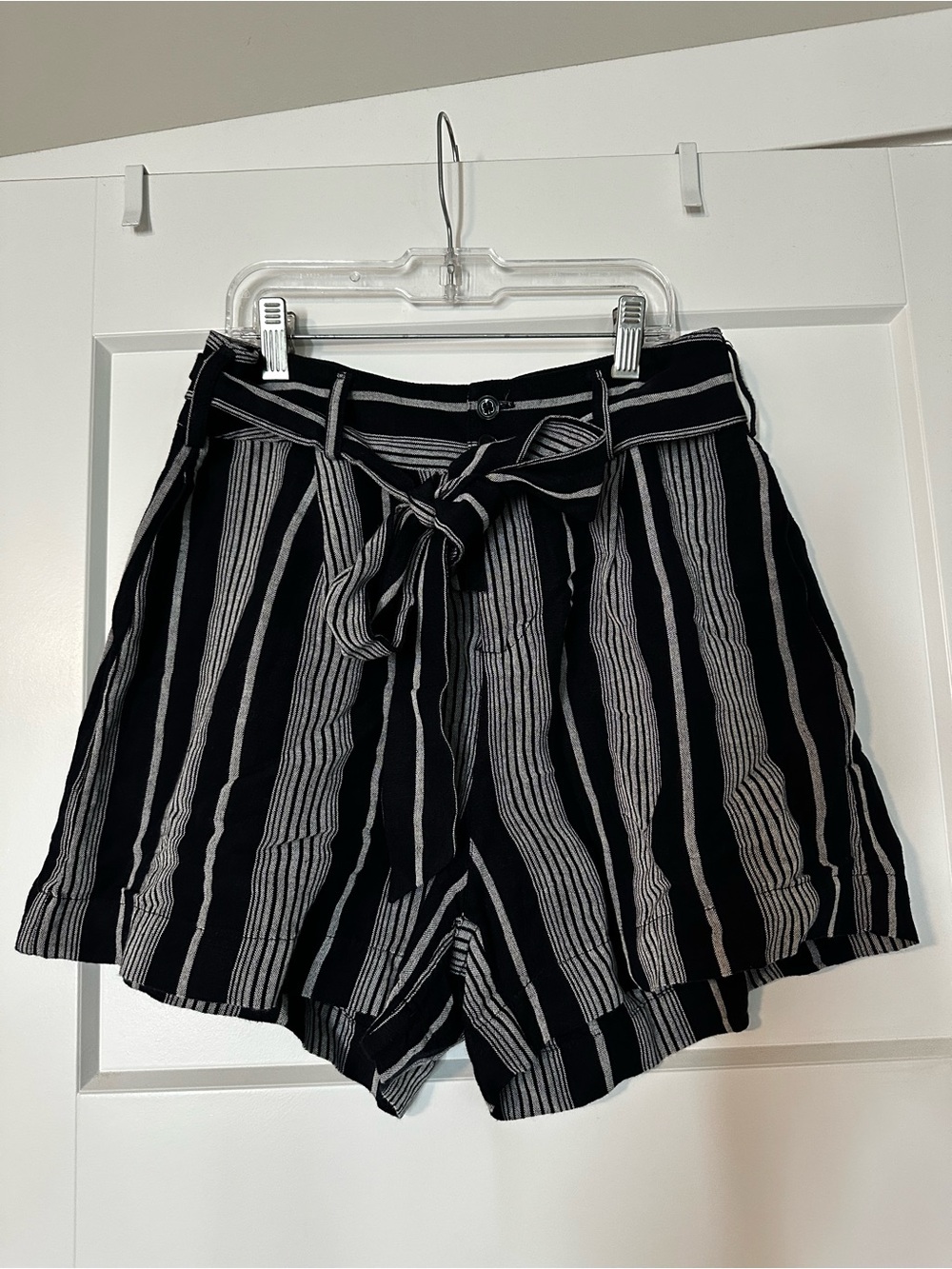 Rails Katy Black & White Striped High-Waist Shorts